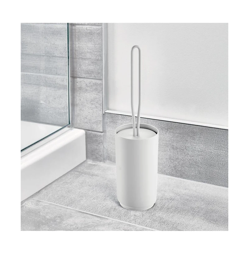 iDesign Stainless Steel Toilet Brush and Holder for Bathroom - Matte White