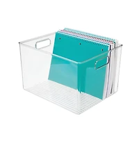 iDesign Plastic Storage Bin with Handles - Clear