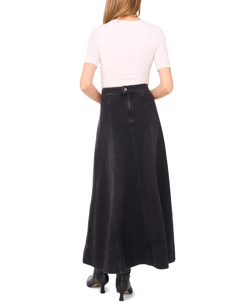 1.state Women's Denim Seamed Maxi Skirt