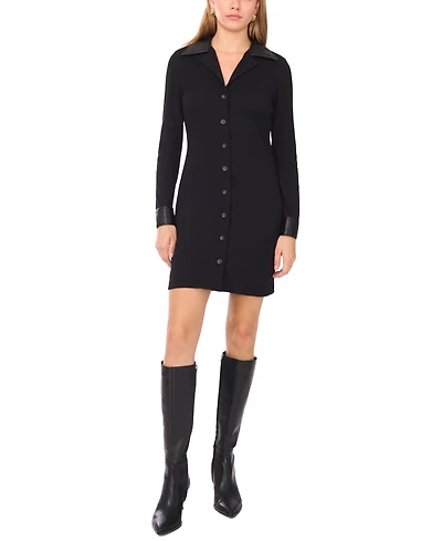 1.state Women's Button-Up Collar Mini Dress