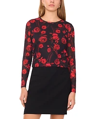 1.state Women's Long Sleeve Crewneck Top