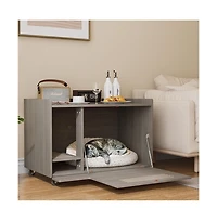 Zeus & Ruta Gray Hidden Litter Box Cabinet with Storage Bench
