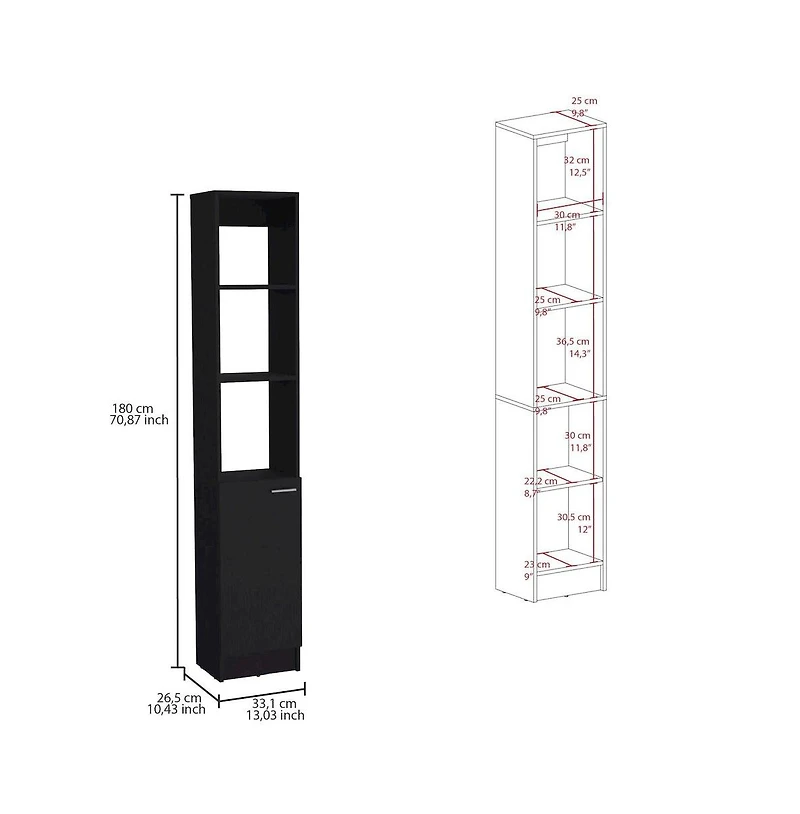Tuhome Parks Linen Cabinet Black Mdf