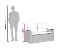 Garden Sofa Black Poly Rattan 2-Seater Adjustable Feet