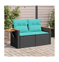 vidaXL Garden Sofa Black, Blue