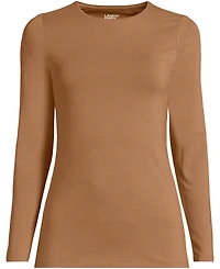 Lands' End Women's Lightweight Jersey Skimming Long Sleeve Crew Neck T-shirt