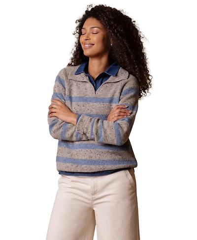 Celtic & Co. Women's Donegal Striped Polo Sweater