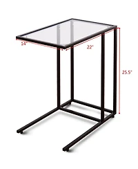 CostwayCoffee Tray Side Sofa End Table Ottoman Couch Stand Tv Lap Snack W/Glass Top