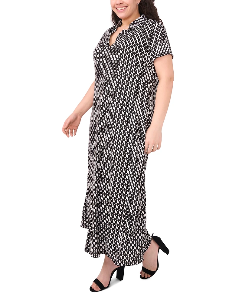 Msk Plus Short Sleeve Printed Maxi Dress