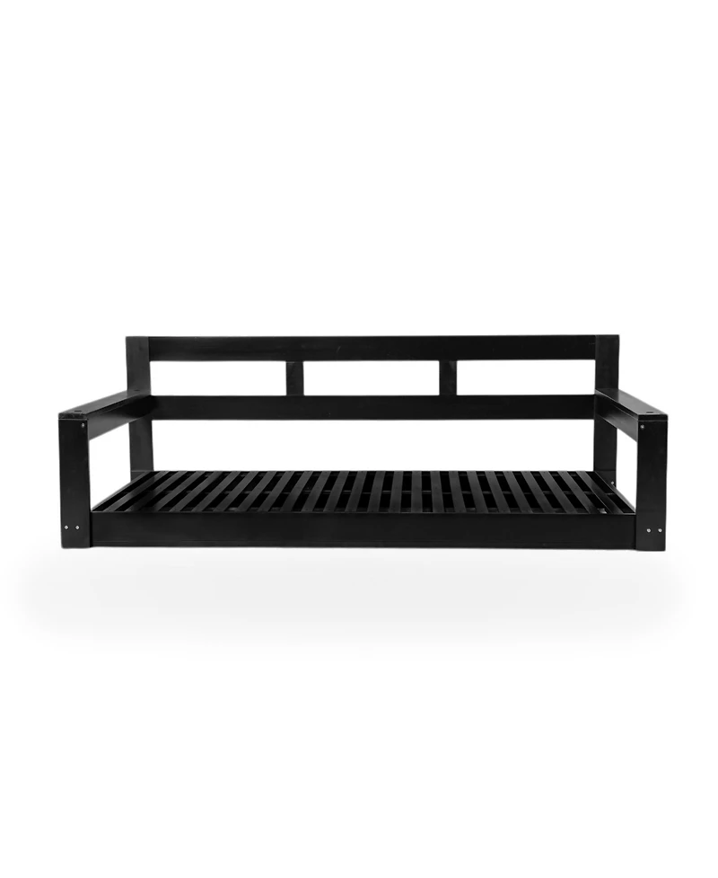 Flynama Topmax Acacia Wood Twin Size Porch Swing Daybed with Hanging Ropes