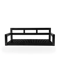 Flynama Topmax Acacia Wood Twin Size Porch Swing Daybed with Hanging Ropes