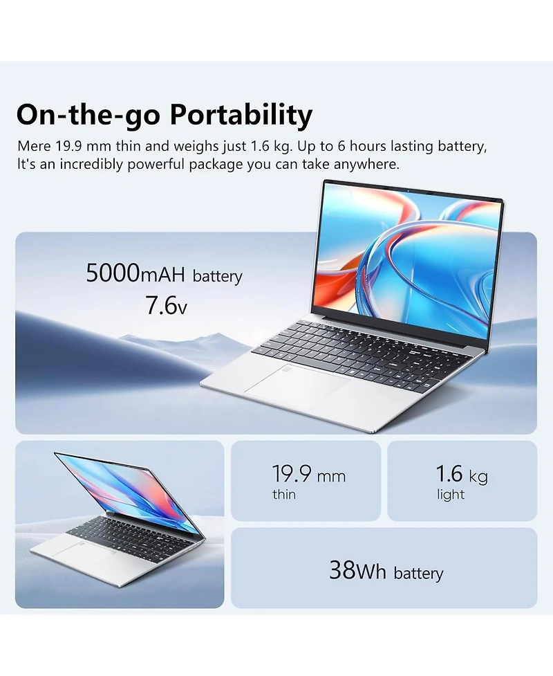 Gaming Laptop, 15.6 Inch Laptop Computer, Laptops 16GB Ram 512GB Ssd, 12th Gen N95 Processor (Up to 3.4GHz), Supports 180 Angle Opening Backlit Keyboa