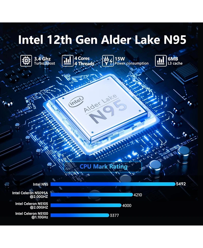 Gaming Laptop, 16 Inch Fhd Display (1920 x 1200), N95 Laptop Computer (up to 3.4GHz), 16GB Ram 1TB Ssd, Supports 180 Angle Opening, Bluetooth, Backlit