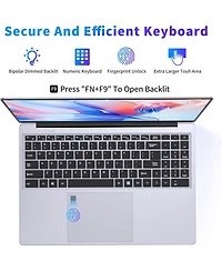 Kuu 16 Inch Laptop Computer, Gaming Laptop, 16GB Ram 1TB Ssd, N100 Processor, Fhd 1920 1200, 180° Open, Backlit Keyboard, Windows 11 Pro, Fingerp