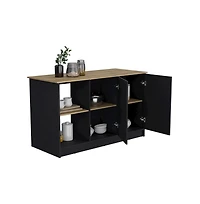 Tuhome Juniper Kitchen Island Black / Macadamia Mdf