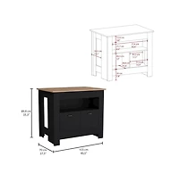 Tuhome Arlet Kitchen Island Black/Macadamia Mdf
