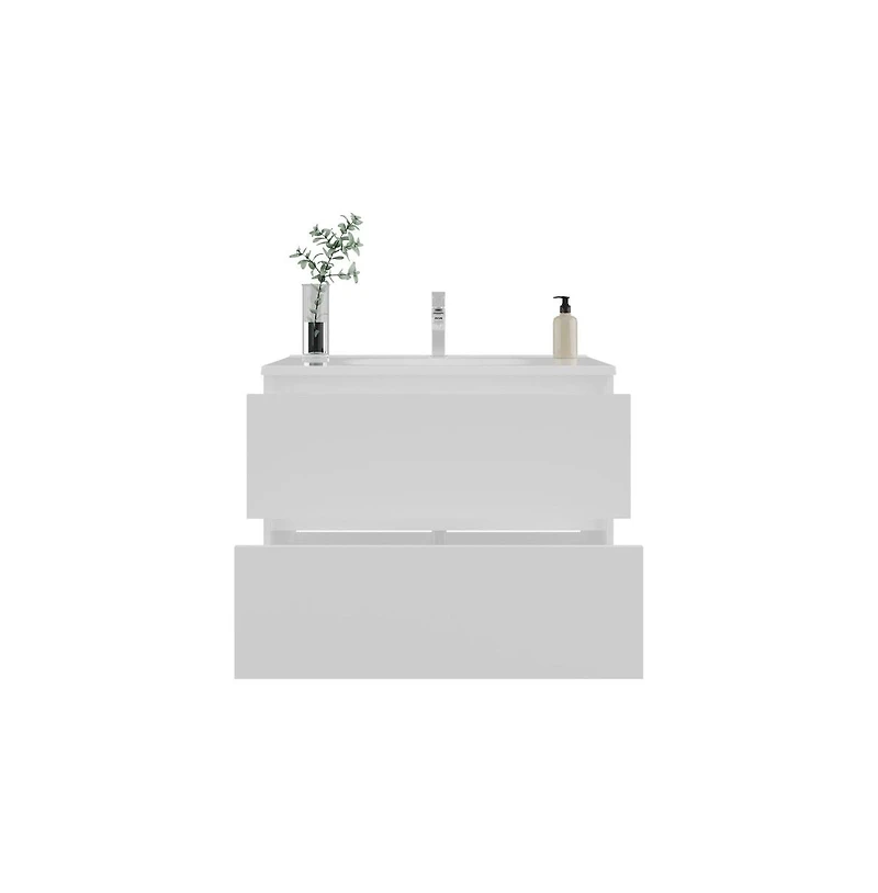 Tuhome Bathroom Cabinet Opalo White Mdf