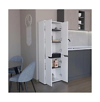 Tuhome Herrin Multistorage Kitchen Pantry White/Black Mdf