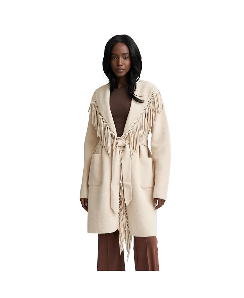 Nvlt Women's Wrap Fringe Mink Eyelash Coatigan
