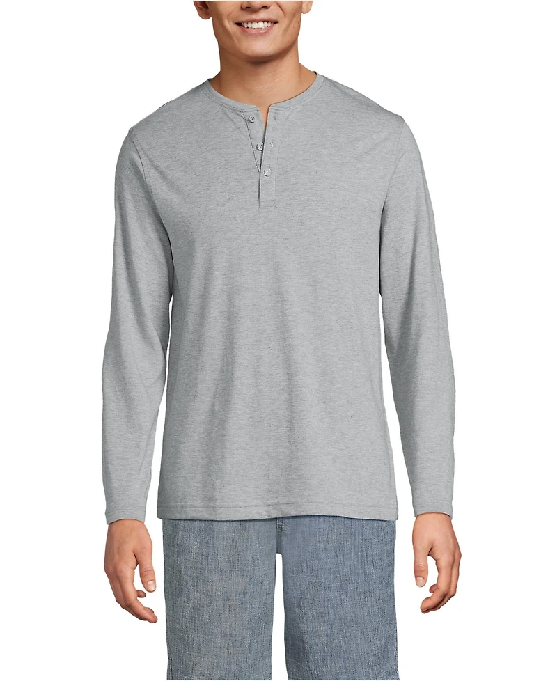 Lands' End Men's Long Sleeve Cotton Supima Henley