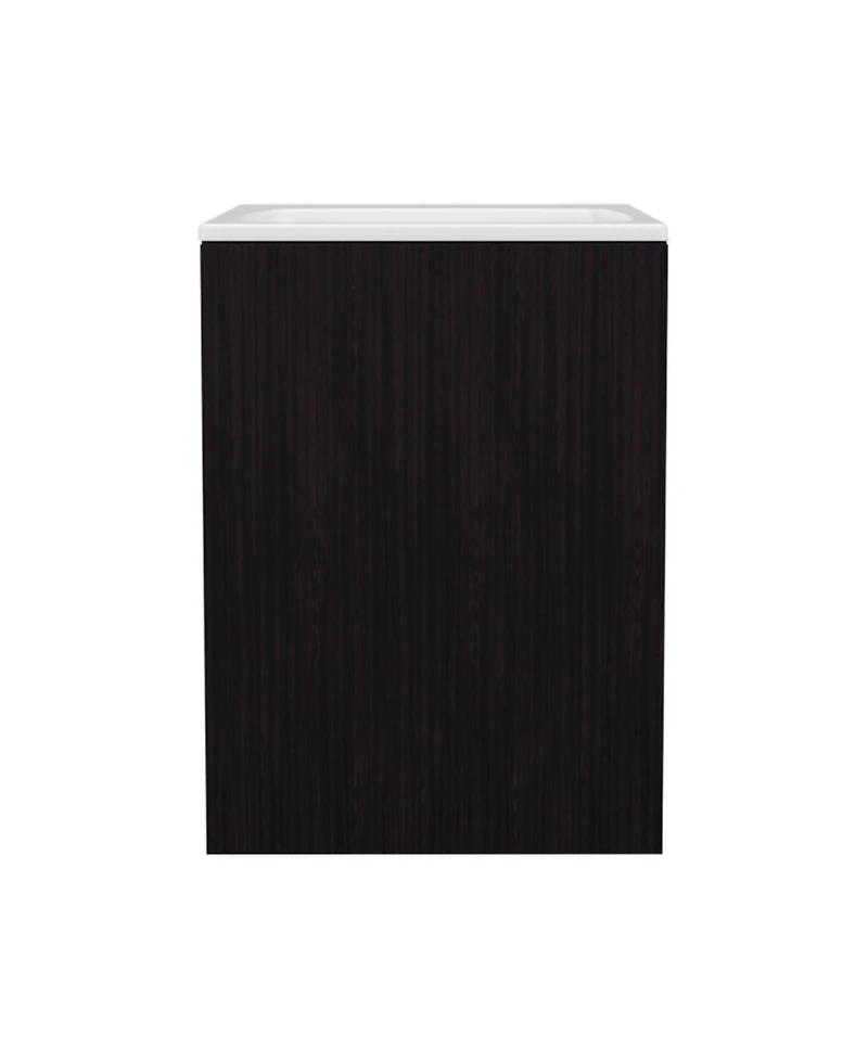 Fm Furniture Siena Compact Vanity Cabinet, Single Door, Two Open Side Shelves, Space-Saving Design, Melamine,Bathroom Storage Unit, Natural Oak