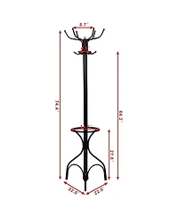 Costway Metal Coat Hat Rack Organizer Clothes Hanger Hooks Tree Stand Umbrella Holder