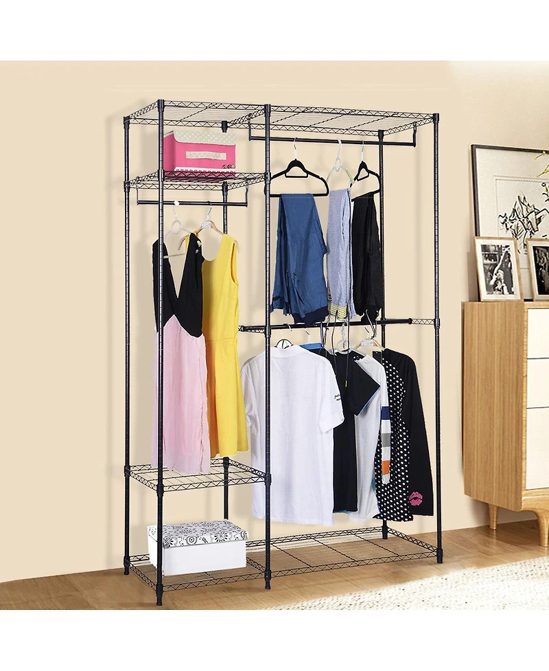 Costway 48''x18''x71'' Closet Organizer Garment Rack Portable Clothes Hanger Home Shelf