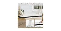 63 Inch Acacia Wood Porch Swing with Cushion and Hemp Ropes