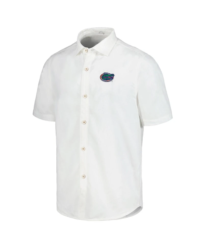 Tommy Bahama Men's White Florida Gators Coconut Point Palm Vista IslandZone Camp Button-Up Shirt