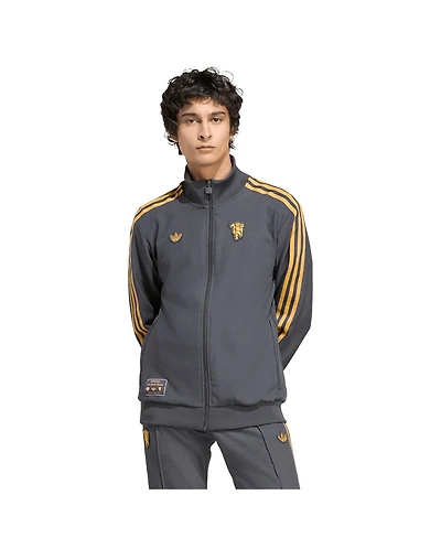 Adidas Men's Gray Manchester United Terrace Icons Full-Zip Track Jacket