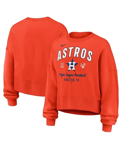 Nike Women's Orange Houston Astros Oversized High Hip Pullover Sweatshirt