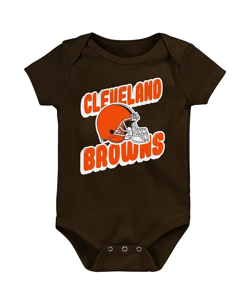 Outerstuff Baby Boys and Girls 3-Pack Cleveland Browns Play Day Bodysuit Set
