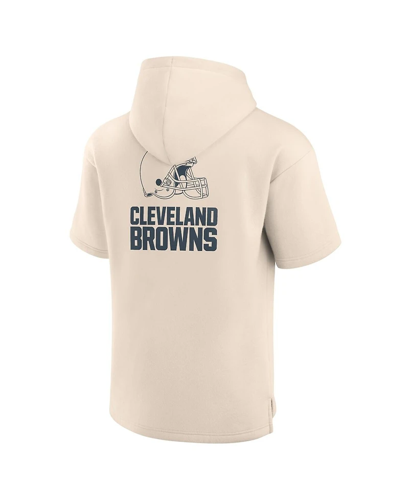 Fanatics Men's Cream Cleveland Browns Elements Future Ground Lettering Short Sleeve Pullover Hoodie