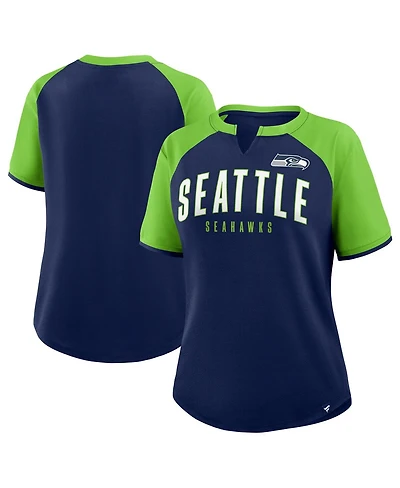Fanatics Women's College Navy/Neon Green Seattle Seahawks Height Advantage T-Shirt