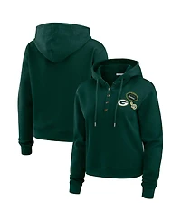 Wear by Erin Andrews Women's Green Bay Packers Waffle Hoodie Pullover Top