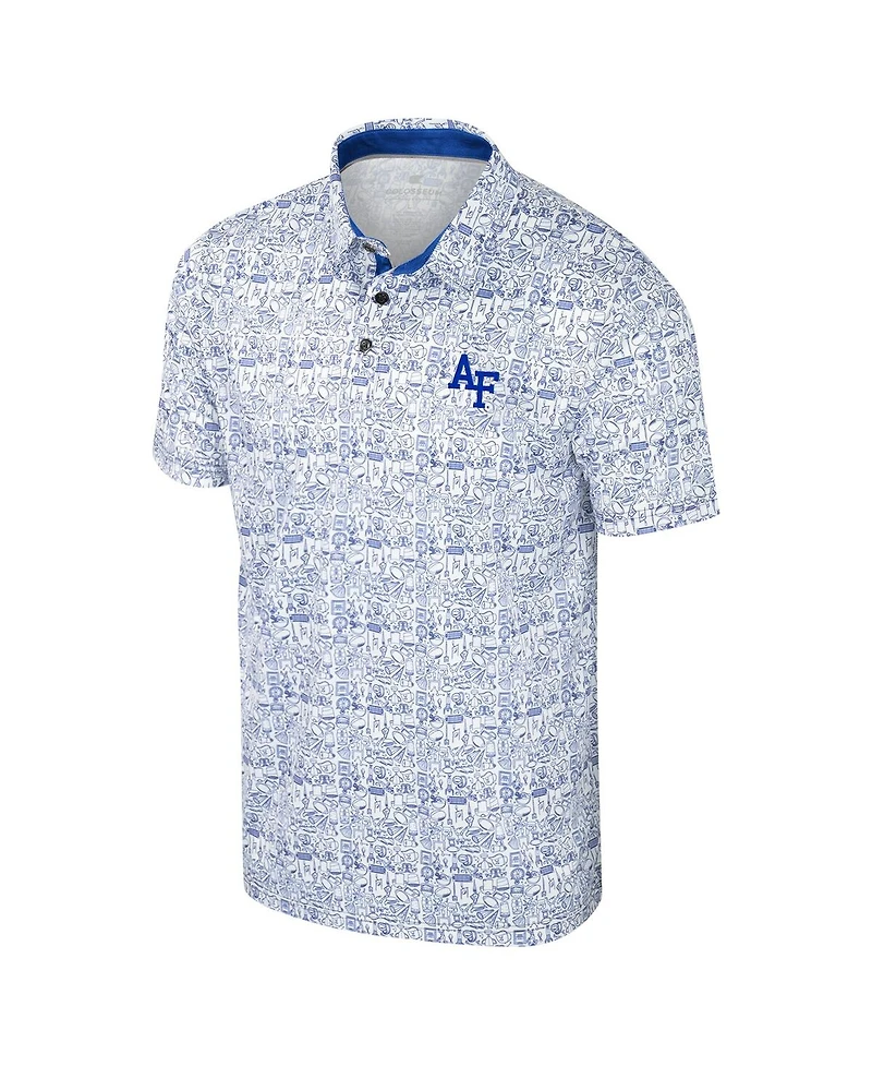 Colosseum Men's Royal Air Force Falcons It's Time Allover Print Polo Shirt