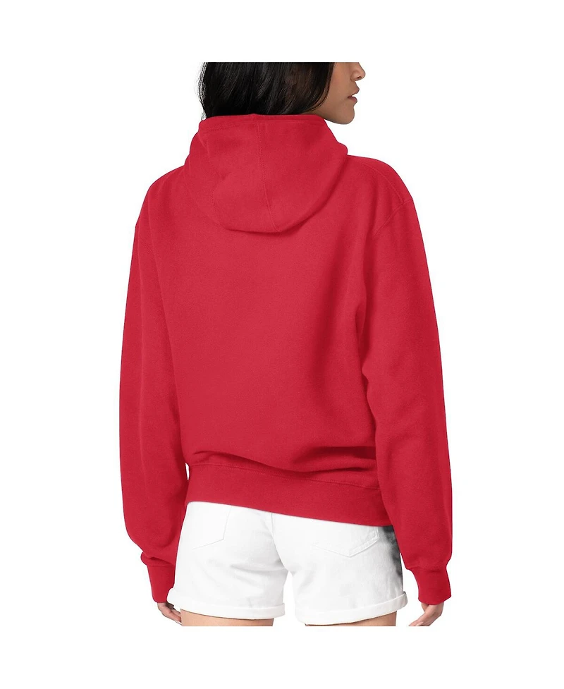 G-iii 4Her by Carl Banks Women's Red Buffalo Bills Football Logo Fleece Tri-Blend Pullover Hoodie