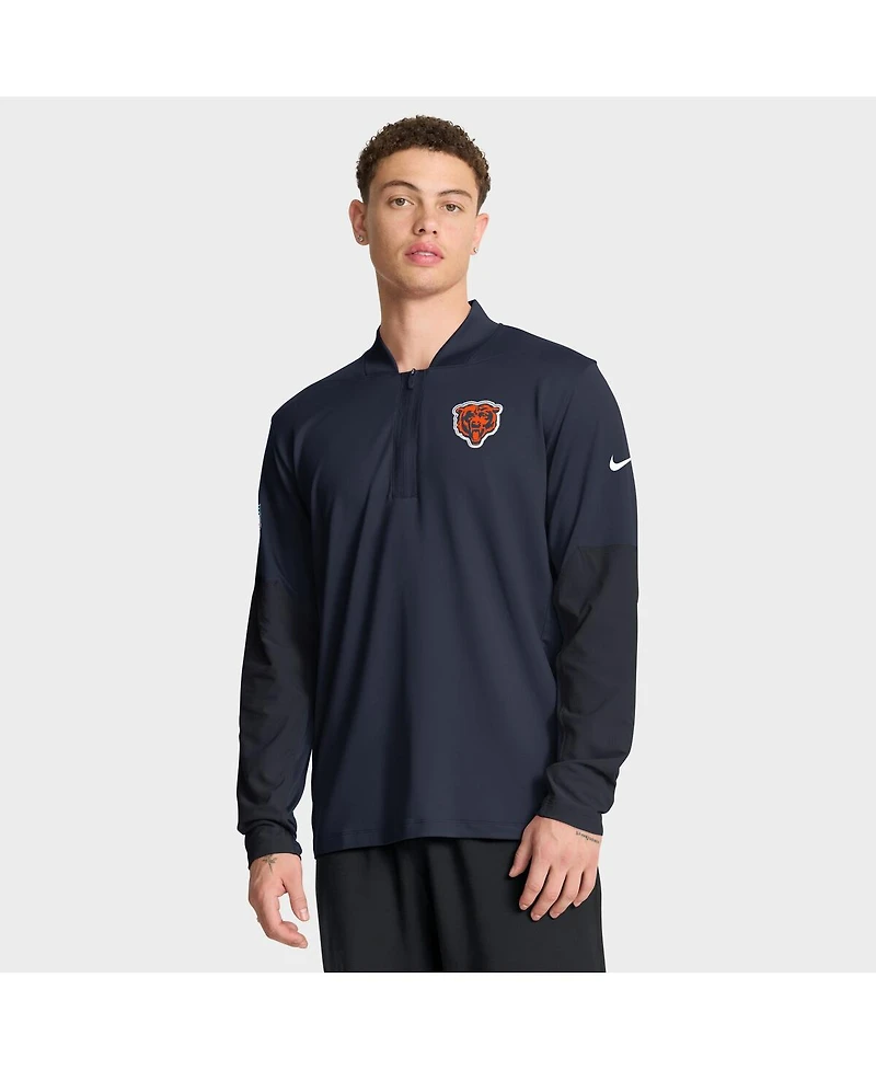 Nike Men's Navy Chicago Bears Sideline Feel the Pressure Performance Half-Zip Pullover Sweatshirt