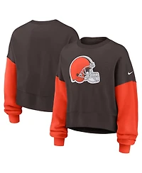 Nike Women's Brown Cleveland Browns Oversized Color Block Pullover Sweatshirt