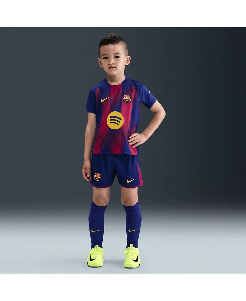 Nike Big Boys and Girls Blue Barcelona 2025/26 Home Stadium Kit Set