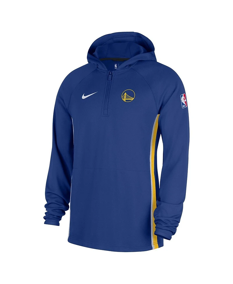 Nike Men's Blue Golden State Warriors Authentic On Court Zone Quarter-Zip Dri-fit Hoodie Jacket