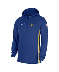 Nike Men's Blue Golden State Warriors Authentic On Court Zone Quarter-Zip Dri-fit Hoodie Jacket