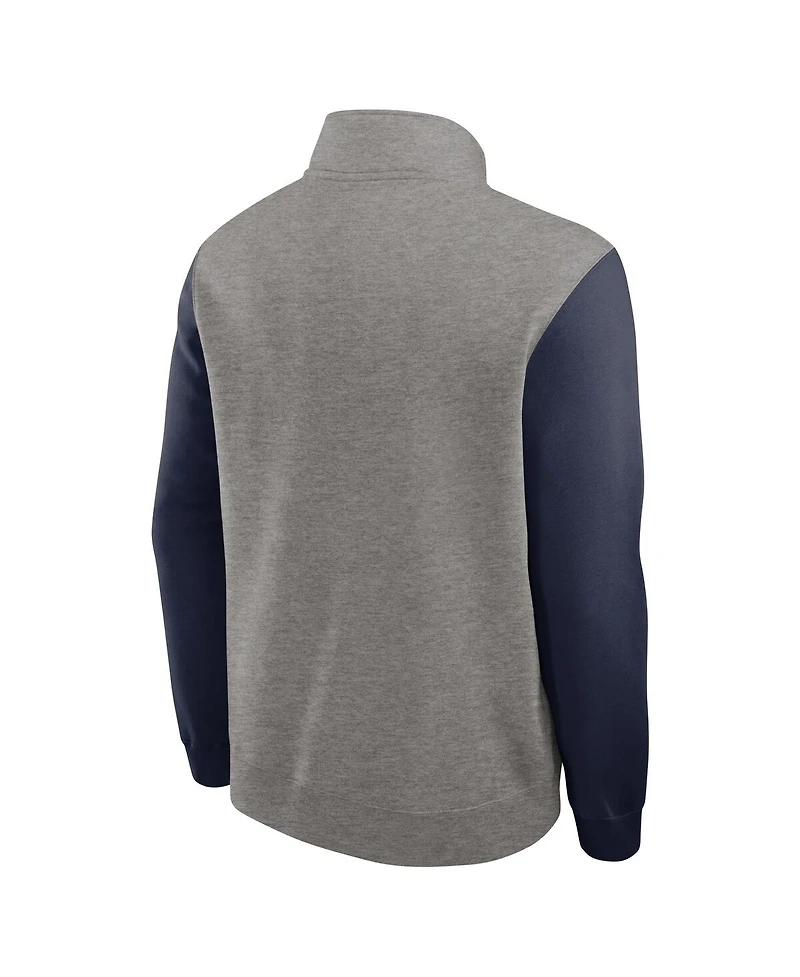 Nike Men's Heather Gray/Navy Penn State Nittany Lions Club Fleece Half-Zip Pullover Sweatshirt