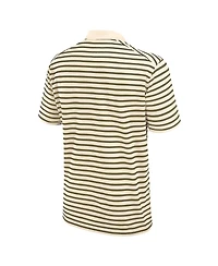 Jordan Men's Tan/Navy Michigan Wolverines Striped Primary Logo Performance Polo Shirt