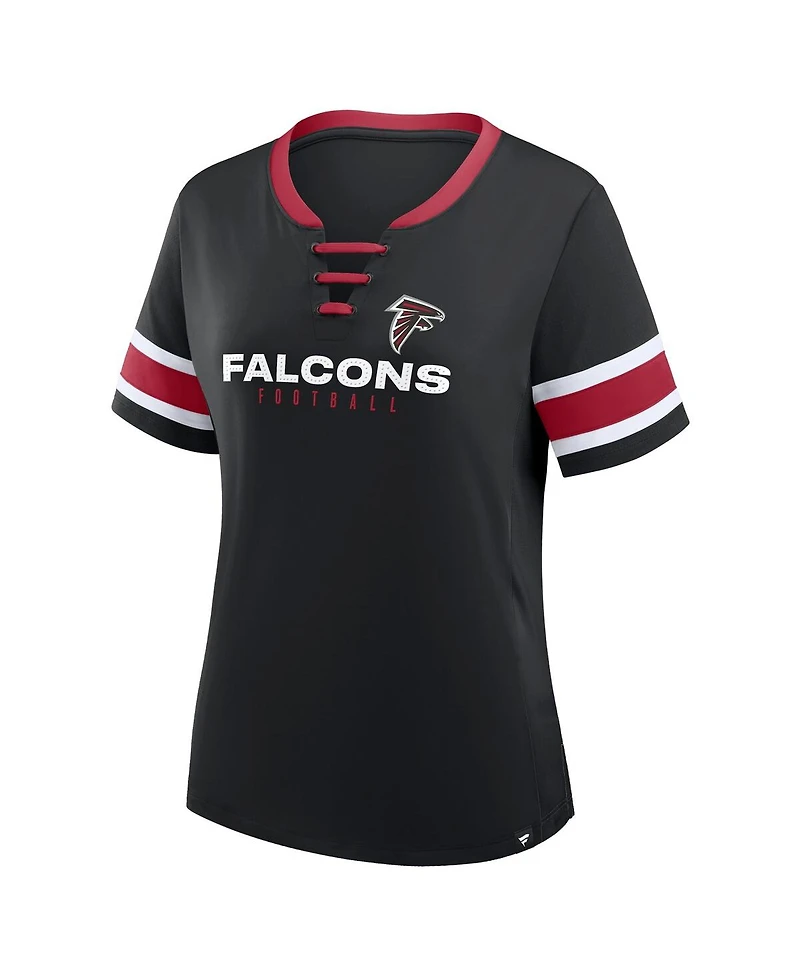 Fanatics Women's Black Atlanta Falcons Redzone Draw Play Athena Lace-Up T-Shirt