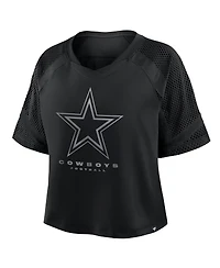 Fanatics Women's Black Dallas Cowboys Oversized Raglan V-Neck Blackout Fashion Jersey