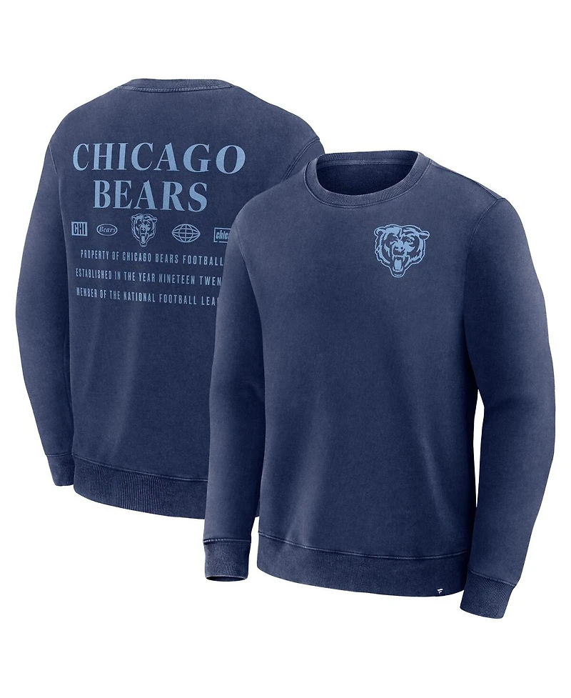 Fanatics Men's Navy Chicago Bears Deep Route Pullover Sweatshirt