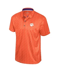 Colosseum Men's Orange Clemson Tigers Football Print Polo Shirt
