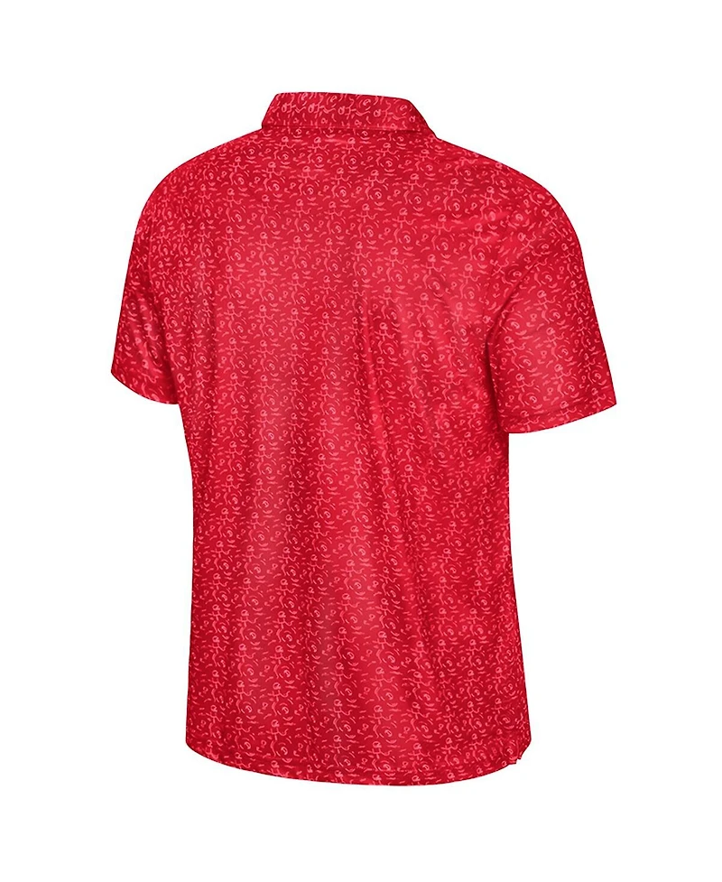 Colosseum Men's Red Louisville Cardinals Football Print Polo Shirt