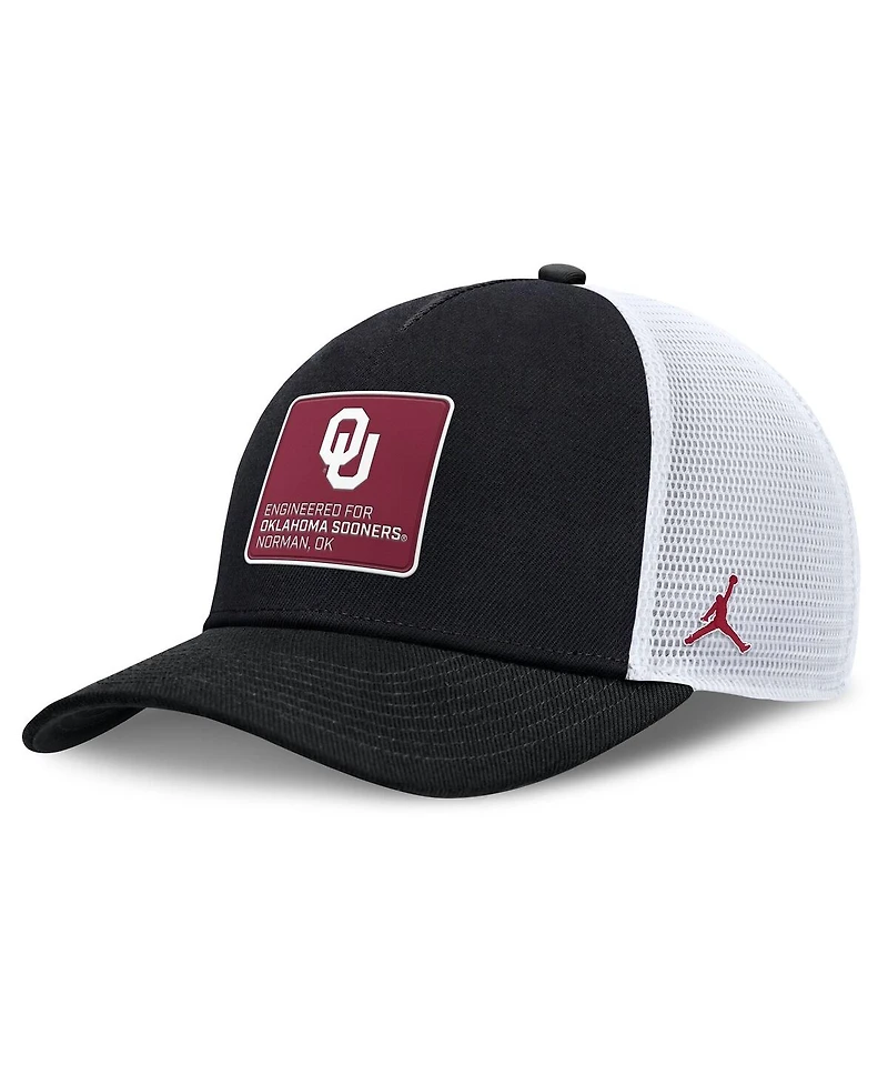Jordan Men's Black/White Oklahoma Sooners 2025 On-Field Rise Engineered Trucker Adjustable Hat